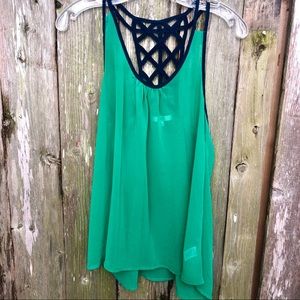 Kelly green sheer top
